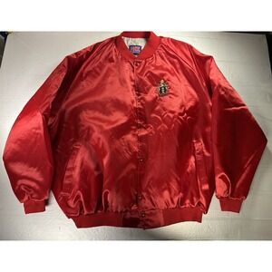 Vintage ASW Jacket Mens 3XL Red Satin Bomber Jacket Made in USA Quilted Lined